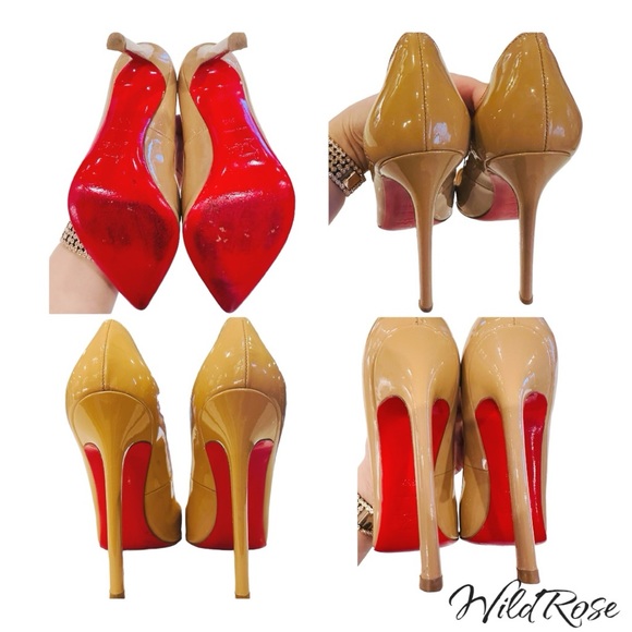 CHRISTIAN LOUBOUTIN NUDE PATENT LEATHER SO KATE POINTY TOE PUMPS SZ 36.5 - Picture 16 of 17